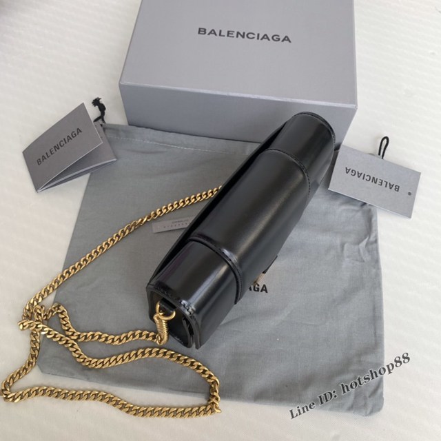 Balenciaga專櫃爆款平紋黑色金扣Hourglass mini鏈帶包 巴黎世家鏈條沙漏包 fyj1478